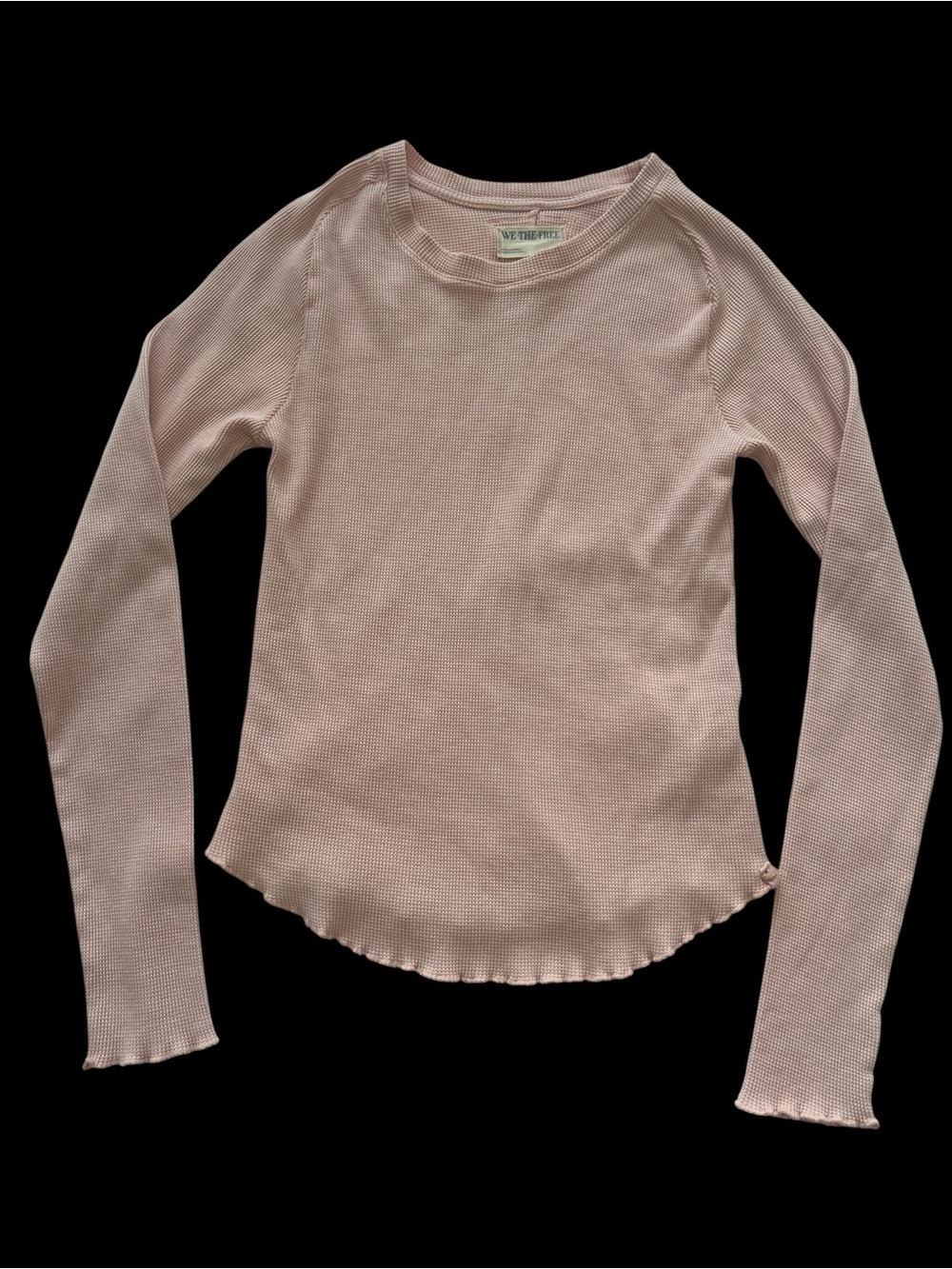 We The Free Light Pink Ribbed Long-Sleeve Tee
